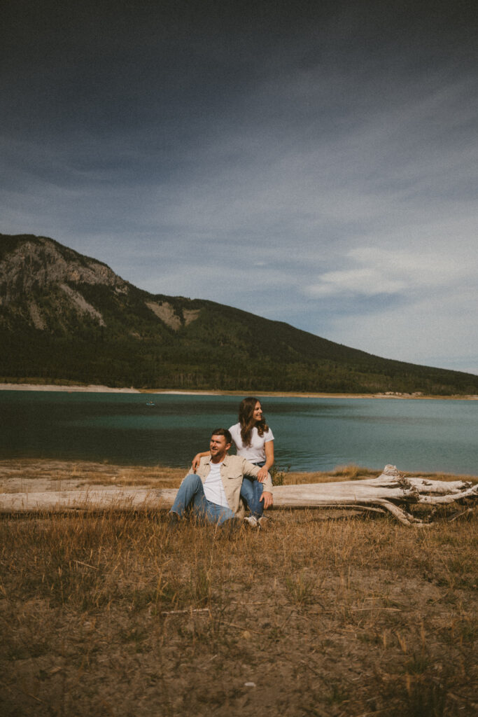 Happy couple at Barrier Lake kanananskis